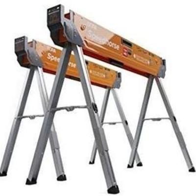 Bora Portamate Speehorse Sawhorse 2-Pack.Heavy Duty Benchhorse Table Stand with Folding Legs and Metal Top