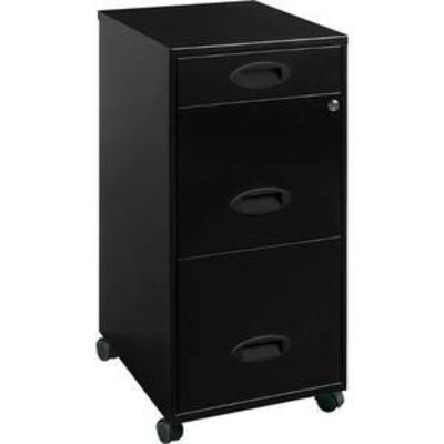 #(Set of 7) Lorell 3 Drawers Vertical Metal Lockable Filing Cabinet, Black