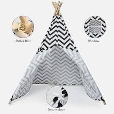 BHORMS Teepee Tent for Kids, 100% Cotton Canvas Play Tents Foldable Children Playhouse Toys for Outdoor Indoor Yard Bedroom - Boys and Girls