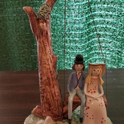 Nuove-Capodimonte Couple on Swing Figurine