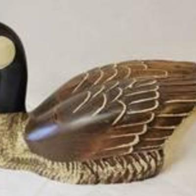 Hand Carved Canadian Goose by Leo Kobby (Signed) ~ 24 in. x 9 in. x 11 in. tall