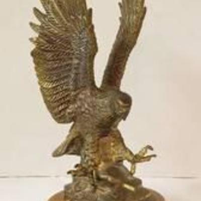 Mounted Brass Eagle ~ 10 in. tall