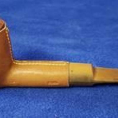 Vintage Un-Smoked KiKo #102 Leather Wrapped Meerschaum Lined Pipe ~ 7 in. long ~ Made in Tanzania