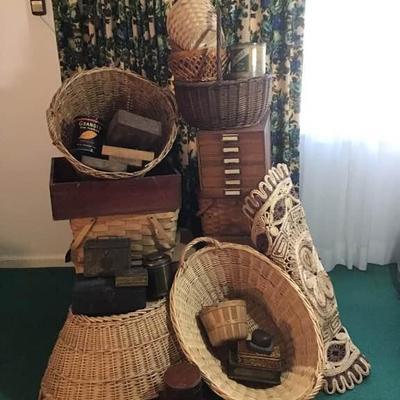 Vintage Baskets, Boxes, Tins & More