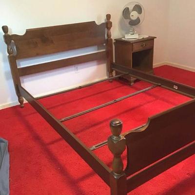Hardwood Double Bed Frame & Nightstand #2