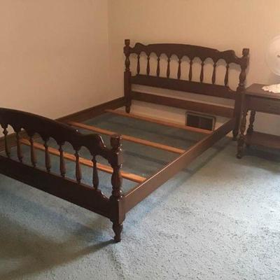 Hardwood Double Bed Frame & Nightstand