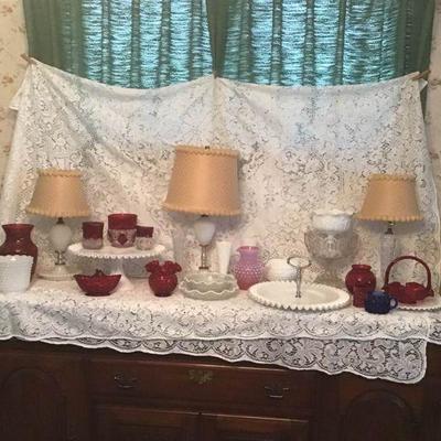 Milk, Hobnail, & Cranberry Glass
