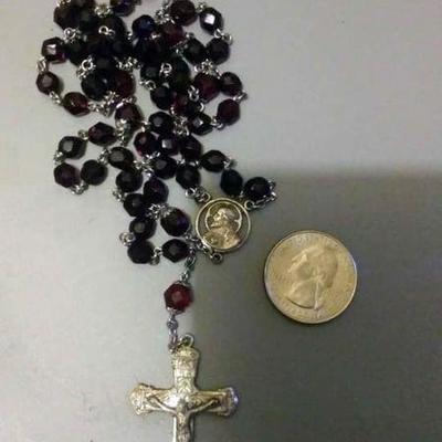 https://www.ebay.com/itm/114160207603 RX03 STERLING SILVER ROSARY $40.00 WITH RED CRYSTAL BEADS