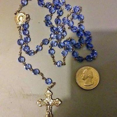 https://www.ebay.com/itm/114160207995 RX04 STERLING SILVER ROSARY WITH BLUE CRYSTAL BEADS $40.00
