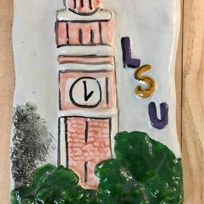 https://www.ebay.com/itm/114176780422 KB0098: LSU Memorial Tower on Plaster by Jenise $10