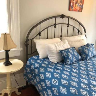 PA018 Bed Frame Sold, Mattress $100, Comforter $20, Distressed Pedestal Table $55, Tin Type Hanging Wall Art Sold, Lamp $10 .
We will not...