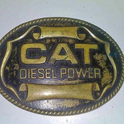 https://www.ebay.com/itm/114174498584 AB0006 USED VINTAGE CAT DIESEL POWER BRONZE BELT BUCKLE $10.00 CATERPILLER OVEL SHAPE BOX AB0006