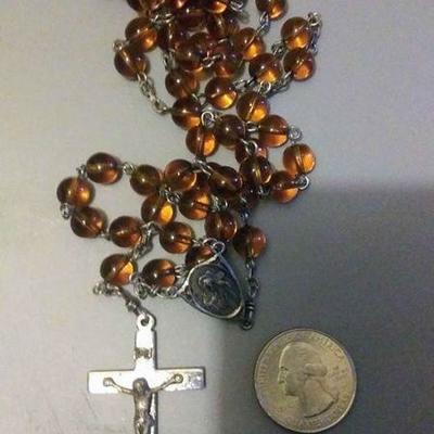 https://www.ebay.com/itm/114160209680 Rx07 STERLING SILVER ROSARY AMBER COLOR BEADS $40.00
