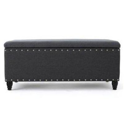 Christopher Knight Home Living Envy Oxford Grey Fabric Storage Ottoman, Charcoal