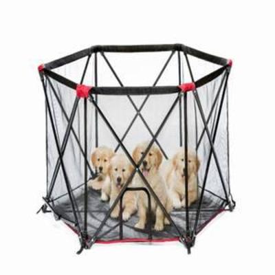 Carlson Pet Products Folding Portable Pet Play Yard, 6-Panel , Red