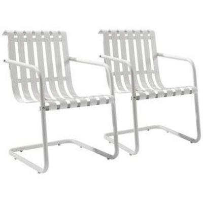 2pk Gracie Outdoor Metal Chair White - Crowley