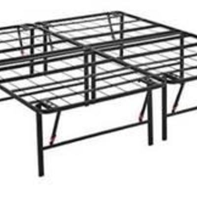 AmazonBasics Foldable Metal Platform Bed Frame 18 Inch Height for Under-Bed Storage - Tools-free Assembly, No Box Spring Needed - King