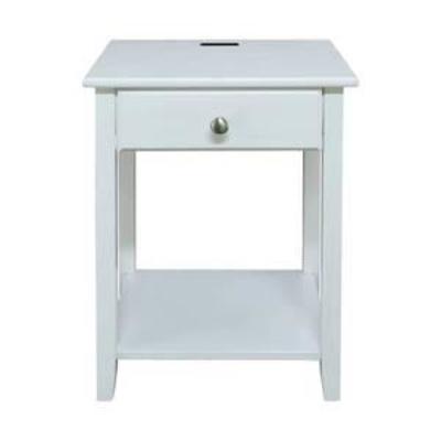 Casual Home Night Owl Nightstand with USB Port-White
