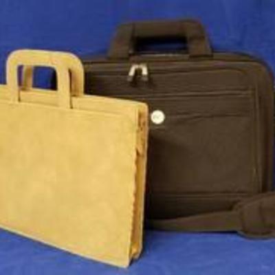 Hozel Slim Line Suede Attache Case and Dell Laptop Case ~ All zippers work