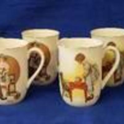 Set of 8 Norman Rockwell Coffee Mugs