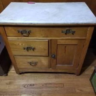 Small Kitchen Cutting Table with Lower Storage and Granite Top