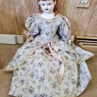 Antique 24 inch Tall Porcelain Doll