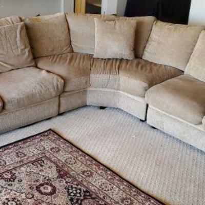*PRESALE* #13 - Tweed Like 3 Piece Sectional Couch, High Quality, 14'8 Diagonally (Back Corner to Back Corner), Great Condition, Some...