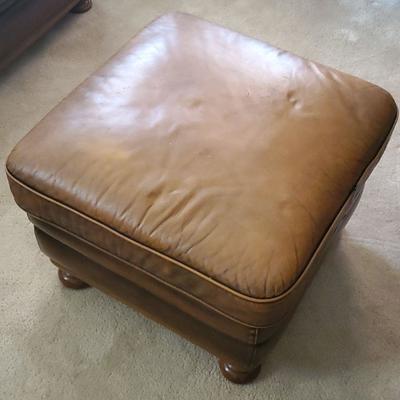 *PRESALE #28 - Leather 6' Couch & Matching Leather Chair & Ottoman, very comfortable, chair has wear on right arm inc. cracks & tears in...