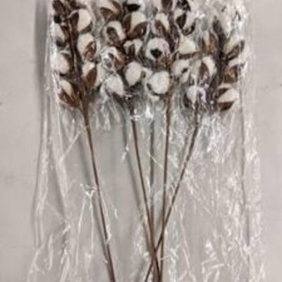 (10) Balls Farm Cotton Stems Faux Flowers 22Inch