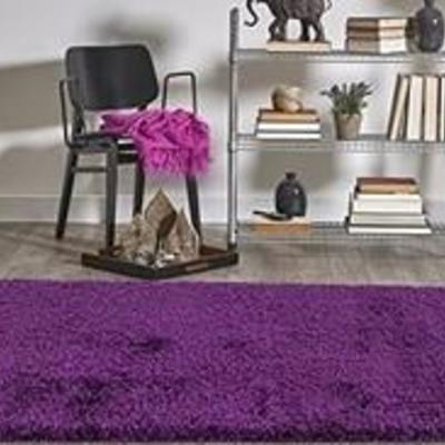 Adgo Chester Shaggy Collection Moroccan Trellis High Soft Pile Carpet Children Bedroom Living Dining Room Shag Floor Rug 3 x 5 Ft Purple
