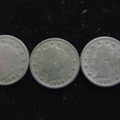 3 Liberty Head Nickels - Circulated - Ungraded