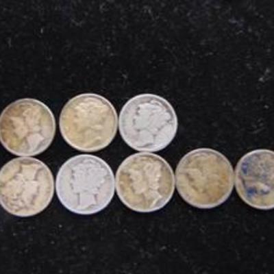8 - Mercury Silver Dimes $.80 Face Value Silver