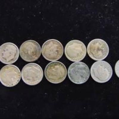 11 Jefferson Silver Dimes $1.10 Face Value Silver