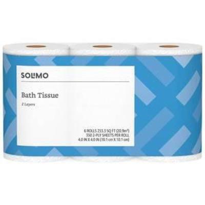 Amazon Brand - Solimo 2-Ply Toilet Paper, 350 Sheets per Roll, 30 Count