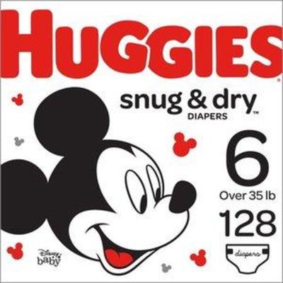 Huggies Snug & Dry Baby Diapers, Size 6, 128 Ct, One Month Supply