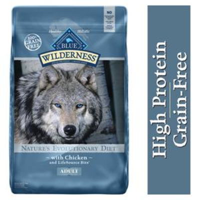 Blue Buffalo Wilderness Chicken High Protein Grain Free Adult Dry Dog Food, 24-lb