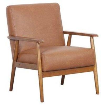 Pulaski DS-D030003-329 Wood Frame Faux Leather Accent Chair, 25.38 x 28.0 x 30.5, Cognac Brown