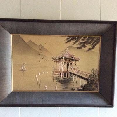 MVF006 Framed Oriental Silk Embroidered Picture 
