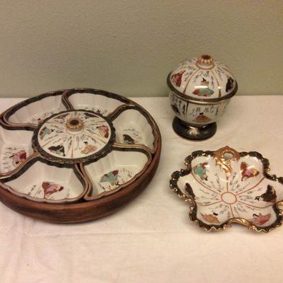 MVF086 Vintage Porcelain Kutani Japanese Dishes