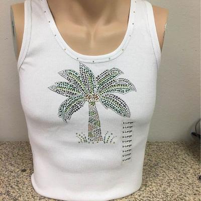 https://www.ebay.com/itm/124142008997 KB0075: Bedazzled White Tank Top with Palm Tree X-Large (1)