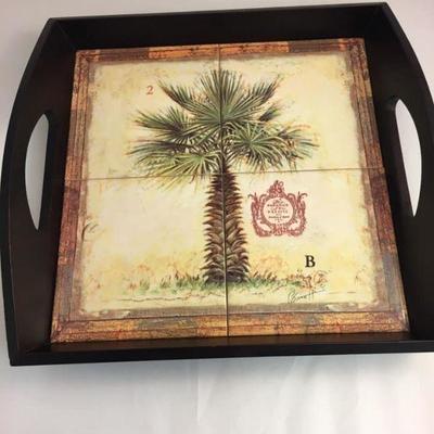https://www.ebay.com/itm/114158192958 KB0027: Wooden Tray with Handles and Palm Tree in Center $10