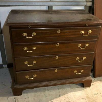 https://www.ebay.com/itm/114145607487 LAN779: Councill Chippendale Four Drawer Mahogany Chest W/ Pullout Writing Table