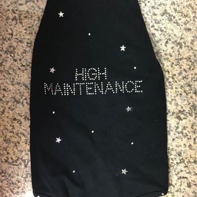 https://www.ebay.com/itm/114171733720 KB0062: Bedazzled Dog Clothing "HIGH MAINTENANCE" Small (1)