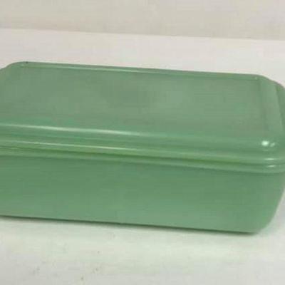 https://www.ebay.com/itm/124142986305 Cma2025: Jadeite Fire King Philbe Green Rectangular Refrigerator Cannister WITH Lid $55