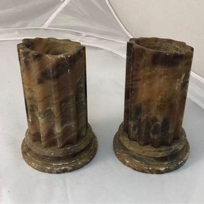 https://www.ebay.com/itm/114160182213 LAN9972: (2) Marble Column Candle Holders