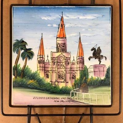 https://www.ebay.com/itm/114154179812 KB0014: St. Louis Cathedral Painted Tile with Trivet