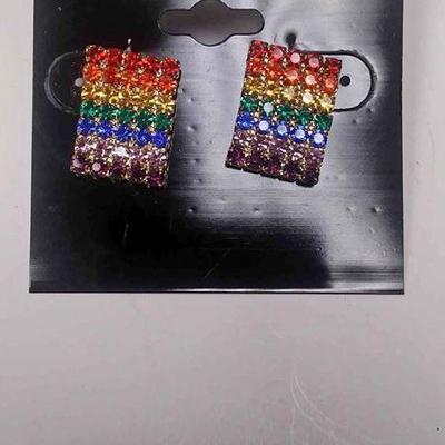 https://www.ebay.com/itm/124142928216 BOX074Y COSTUME JEWELRY $5.00 PIERCED EARRINGS RAINBOW FLAG