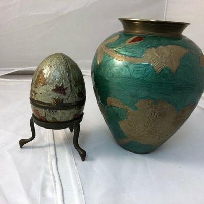 https://www.ebay.com/itm/124148926950 LAN9944: Pair of Enamel Items: Vase and Box Local Pickup