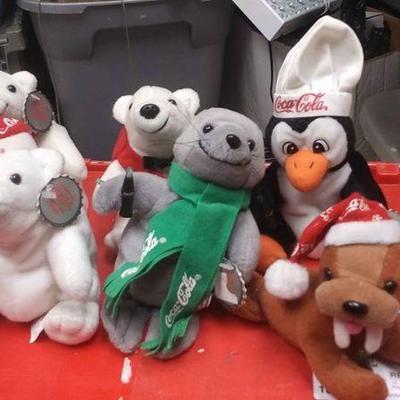 https://www.ebay.com/itm/124128744142 Box19: LOT OF SIX COCA-COLA COLLECTORS PLUSH TOYS $10