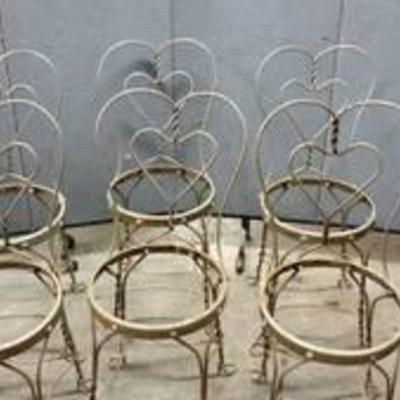 6 Antique Heart shape wire chairs need